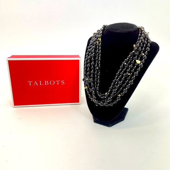 Talbots Black/Gold Multi Strand Necklace - Picture 4 of 13